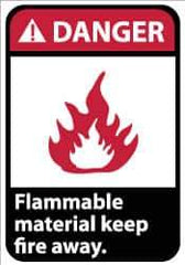 NMC - "Danger - Flammable Material - Keep Fire Away", 14" Long x 10" Wide, Aluminum Safety Sign - Rectangle, 0.04" Thick, Use for Hazardous Materials - USA Tool & Supply
