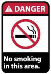 NMC - "Danger - No Smoking in This Area", 14" Long x 10" Wide, Aluminum Safety Sign - Rectangle, 0.04" Thick, Use for Accident Prevention - USA Tool & Supply