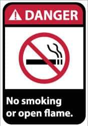 NMC - "Danger - No Smoking or Open Flame", 14" Long x 10" Wide, Aluminum Safety Sign - Rectangle, 0.04" Thick, Use for Accident Prevention - USA Tool & Supply