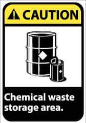 NMC - "Caution - Chemical Waste Storage Area", 14" Long x 10" Wide, Rigid Plastic Safety Sign - Rectangle, 0.05" Thick, Use for Hazardous Materials - USA Tool & Supply