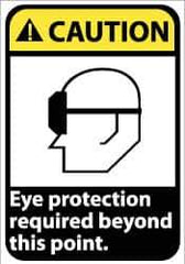 NMC - "Caution - Eye Protection Required Beyond This Point", 14" Long x 10" Wide, Pressure-Sensitive Vinyl Safety Sign - Rectangle, 0.004" Thick, Use for Accident Prevention - USA Tool & Supply