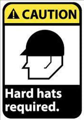NMC - "Caution - Hard Hats Required", 14" Long x 10" Wide, Aluminum Safety Sign - Rectangle, 0.04" Thick, Use for Accident Prevention - USA Tool & Supply