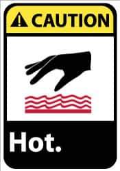NMC - "Caution - Hot", 14" Long x 10" Wide, Rigid Plastic Safety Sign - Rectangle, 0.05" Thick, Use for Hazardous Materials - USA Tool & Supply