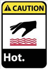 NMC - "Caution - Hot", 14" Long x 10" Wide, Rigid Plastic Safety Sign - Rectangle, 0.05" Thick, Use for Hazardous Materials - USA Tool & Supply