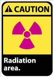 NMC - "Caution - Radiation Area", 14" Long x 10" Wide, Pressure-Sensitive Vinyl Safety Sign - Rectangle, 0.004" Thick, Use for Accident Prevention - USA Tool & Supply
