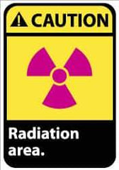 NMC - "Caution - Radiation Area", 14" Long x 10" Wide, Rigid Plastic Safety Sign - Rectangle, 0.05" Thick, Use for Accident Prevention - USA Tool & Supply