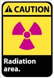 NMC - "Caution - Radiation Area", 14" Long x 10" Wide, Aluminum Safety Sign - Rectangle, 0.04" Thick, Use for Accident Prevention - USA Tool & Supply