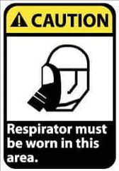 NMC - "Caution - Respirator Must Be Worn in This Area", 14" Long x 10" Wide, Aluminum Safety Sign - Rectangle, 0.04" Thick, Use for Accident Prevention - USA Tool & Supply