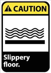 NMC - "Caution - Slippery Floor", 14" Long x 10" Wide, Aluminum Safety Sign - Rectangle, 0.04" Thick, Use for Accident Prevention - USA Tool & Supply