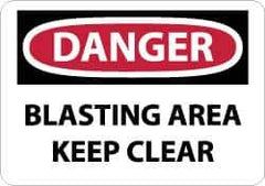 NMC - "Danger - Blasting Area - Keep Clear", 10" Long x 14" Wide, Fiberglass Safety Sign - Rectangle, 0.095" Thick, Use for Accident Prevention - USA Tool & Supply