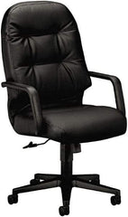 Hon - 25" High Pneumatic Height Adjustable Chair - 22" Wide x 18" Deep, Leather, Memory Foam Seat, Black - USA Tool & Supply