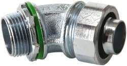 Cooper Crouse-Hinds - 3/4" Trade, Malleable Iron Threaded Angled Liquidtight Conduit Connector - Noninsulated - USA Tool & Supply