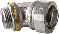 Cooper Crouse-Hinds - 1" Trade, Malleable Iron Threaded Angled Liquidtight Conduit Connector - Noninsulated - USA Tool & Supply