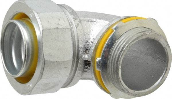 Cooper Crouse-Hinds - 1-1/4" Trade, Malleable Iron Threaded Angled Liquidtight Conduit Connector - Noninsulated - USA Tool & Supply