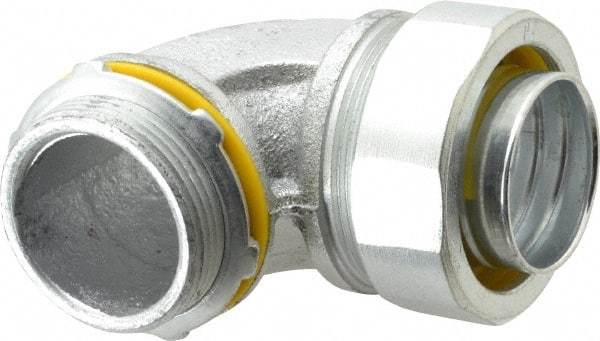 Cooper Crouse-Hinds - 1-1/2" Trade, Malleable Iron Threaded Angled Liquidtight Conduit Connector - Noninsulated - USA Tool & Supply
