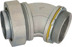 Cooper Crouse-Hinds - 2" Trade, Malleable Iron Threaded Angled Liquidtight Conduit Connector - Noninsulated - USA Tool & Supply