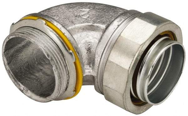 Cooper Crouse-Hinds - 2" Trade, Malleable Iron Threaded Angled Liquidtight Conduit Connector - Noninsulated - USA Tool & Supply