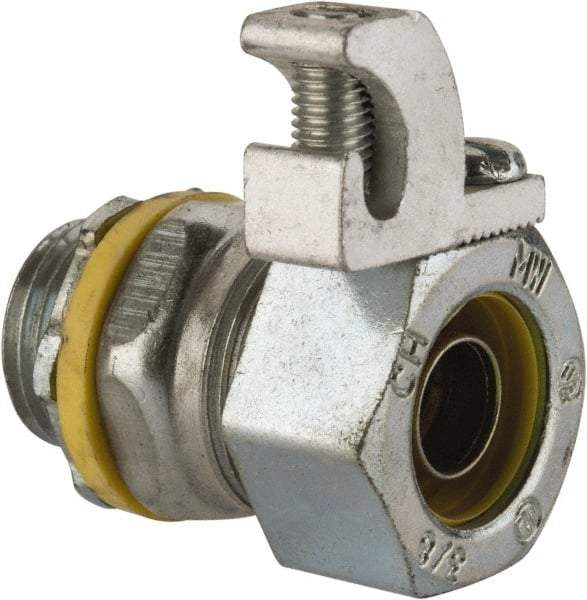 Cooper Crouse-Hinds - 3/8" Trade, Malleable Iron Threaded Straight Liquidtight Conduit Connector - Noninsulated - USA Tool & Supply