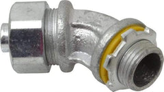 Cooper Crouse-Hinds - 3/8" Trade, Malleable Iron Threaded Angled Liquidtight Conduit Connector - Noninsulated - USA Tool & Supply