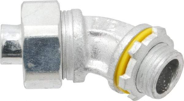 Cooper Crouse-Hinds - 1/2" Trade, Malleable Iron Threaded Angled Liquidtight Conduit Connector - Noninsulated - USA Tool & Supply