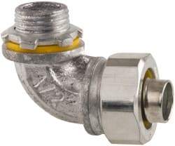 Cooper Crouse-Hinds - 1/2" Trade, Malleable Iron Threaded Angled Liquidtight Conduit Connector - Noninsulated - USA Tool & Supply