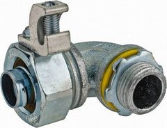 Cooper Crouse-Hinds - 1/2" Trade, Malleable Iron Threaded Angled Liquidtight Conduit Connector - Noninsulated - USA Tool & Supply