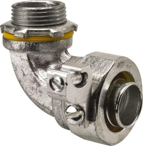 Cooper Crouse-Hinds - 3/4" Trade, Malleable Iron Threaded Angled Liquidtight Conduit Connector - Noninsulated - USA Tool & Supply