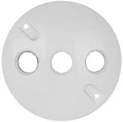 Cooper Crouse-Hinds - 3 Outlet, 1/2" Hole Diam, Powder Coat Finish, Round Noncorrosive Weatherproof Box Cover - 4-1/2" Wide x 9/16" High, Wet Locations, Aluminum, UL Listed - USA Tool & Supply