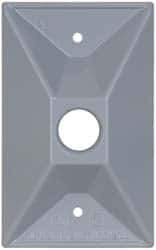 Cooper Crouse-Hinds - 1 Outlet, 1/2" Hole Diam, Powder Coat Finish, Rectangle Noncorrosive Weatherproof Box Cover - 4-1/2" Long x 2-3/4" Wide x 7/8" High, Wet Locations, Aluminum, UL Listed - USA Tool & Supply