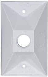 Cooper Crouse-Hinds - 1 Outlet, 1/2" Hole Diam, Powder Coat Finish, Rectangle Noncorrosive Weatherproof Box Cover - 4-1/2" Long x 2-3/4" Wide x 7/8" High, Wet Locations, Aluminum, UL Listed - USA Tool & Supply