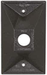 Cooper Crouse-Hinds - 1 Outlet, 1/2" Hole Diam, Powder Coat Finish, Rectangle Noncorrosive Weatherproof Box Cover - 4-1/2" Long x 2-3/4" Wide x 7/8" High, Wet Locations, Aluminum, UL Listed - USA Tool & Supply