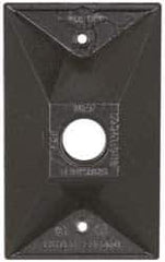 Cooper Crouse-Hinds - 1 Outlet, 1/2" Hole Diam, Powder Coat Finish, Rectangle Noncorrosive Weatherproof Box Cover - 4-1/2" Long x 2-3/4" Wide x 7/8" High, Wet Locations, Aluminum, UL Listed - USA Tool & Supply