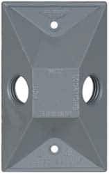 Cooper Crouse-Hinds - 2 Outlet, 1/2" Hole Diam, Powder Coat Finish, Rectangle Noncorrosive Weatherproof Box Cover - 4-5/8" Long x 2-7/8" Wide x 1-1/16" High, Wet Locations, Aluminum, UL Listed - USA Tool & Supply