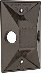 Cooper Crouse-Hinds - 2 Outlet, 1/2" Hole Diam, Powder Coat Finish, Rectangle Noncorrosive Weatherproof Box Cover - 4-5/8" Long x 2-7/8" Wide x 1-1/16" High, Wet Locations, Aluminum, UL Listed - USA Tool & Supply