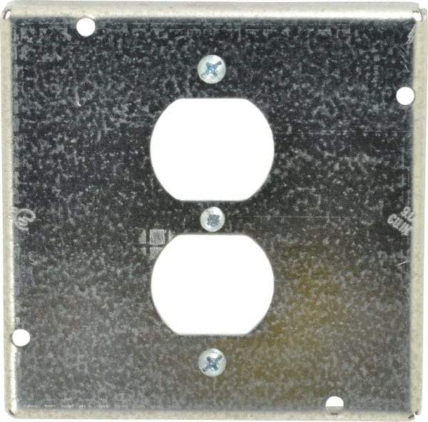 Cooper Crouse-Hinds - Electrical Outlet Box Steel Square Surface Cover - USA Tool & Supply