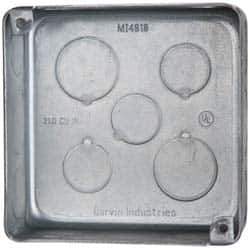 Cooper Crouse-Hinds - 1 Gang, (15) 1/2 & 3/4" Knockouts, Steel Square Outlet Box - 4" Overall Height x 4" Overall Width x 1-1/2" Overall Depth - USA Tool & Supply