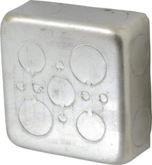 Cooper Crouse-Hinds - 1 Gang, (13) 1/2 & 3/4" Knockouts, Steel Square Outlet Box - 4" Overall Height x 4" Overall Width x 1-1/2" Overall Depth - USA Tool & Supply