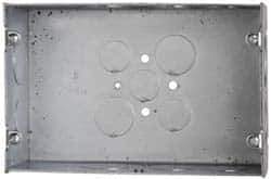 Cooper Crouse-Hinds - 2 Gang, (15) 1, 1/2 & 3/4" Knockouts, Steel Rectangle Outlet Box - 4-1/2" Overall Height x 6-13/16" Overall Width x 2-1/2" Overall Depth - USA Tool & Supply