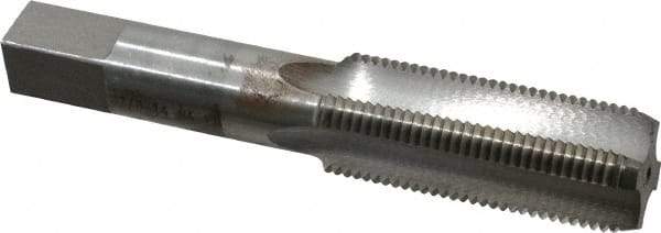 Interstate - 7/8-14 UNF 3B 4 Flute Bright Finish High Speed Steel Straight Flute Standard Hand Tap - Bottoming, Left Hand Thread, 4-11/16" OAL, 2-7/32" Thread Length, H4 Limit, Oversize - Exact Industrial Supply
