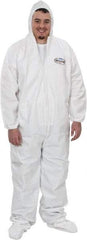 KleenGuard - Size 4XL Film Laminate General Purpose Coveralls - White, Zipper Closure, Elastic Cuffs, with Boots, Serged Seams - USA Tool & Supply