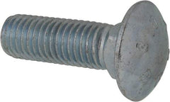 Value Collection - 5/8-11 UNC 2" Length Under Head, Standard Square Neck, Carriage Bolt - Grade 2 Steel, Zinc-Plated Finish - USA Tool & Supply