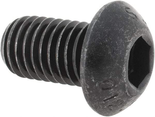 Value Collection - M12x1.75 Metric Coarse Hex Socket Drive, Button Screw - Grade 12.9 Alloy Steel, Black Oxide Finish, Fully Threaded, 20mm Length Under Head - USA Tool & Supply