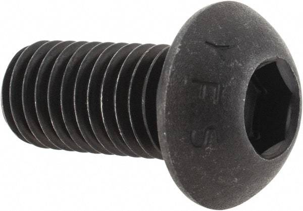Value Collection - M12x1.75 Metric Coarse Hex Socket Drive, Button Screw - Grade 12.9 Alloy Steel, Black Oxide Finish, Fully Threaded, 25mm Length Under Head - USA Tool & Supply