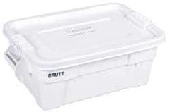Rubbermaid - 14 Gal, 400 Lb Load Capacity White Polypropylene Tote Container - Nesting, 27.9" Long x 16-1/2" Wide x 10.7" High, Lid Included - USA Tool & Supply
