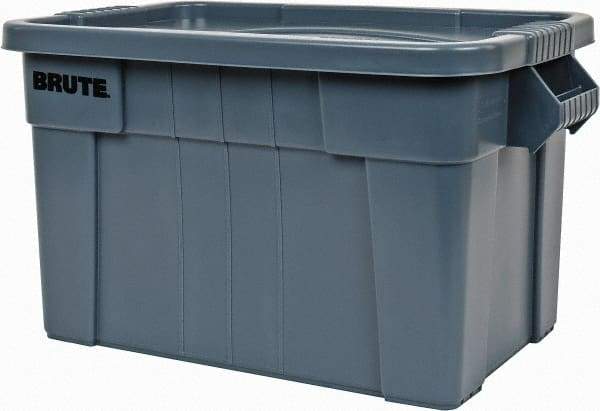 Rubbermaid - 20 Gal, 400 Lb Load Capacity Gray Polypropylene Tote Container - Nesting, 27.9" Long x 17.4" Wide x 15.1" High, Lid Included - USA Tool & Supply