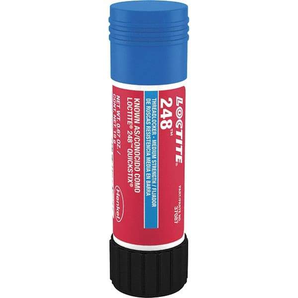 Loctite - 19 g Stick, Blue, Medium Strength Semisolid Threadlocker - Series 248, 24 hr Full Cure Time, Hand Tool, Heat Removal - USA Tool & Supply