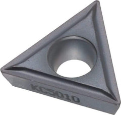 Kennametal - TPMT32.51 LF Grade KC5010 Carbide Turning Insert - TiAlN Finish, 60° Triangle, 3/8" Inscr Circle, 5/32" Thick, 1/64" Corner Radius - USA Tool & Supply