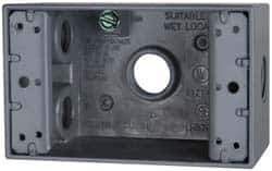 Cooper Crouse-Hinds - 1 Gang, (4) 1/2" Knockouts, Aluminum Rectangle Outlet Box - 4-9/16" Overall Height x 2-7/8" Overall Width x 2" Overall Depth, Weather Resistant - USA Tool & Supply