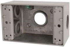 Cooper Crouse-Hinds - 1 Gang, (4) 3/4" Knockouts, Aluminum Rectangle Outlet Box - 4-9/16" Overall Height x 2-7/8" Overall Width x 2" Overall Depth, Weather Resistant - USA Tool & Supply