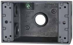 Cooper Crouse-Hinds - 1 Gang, (5) 1/2" Knockouts, Aluminum Rectangle Outlet Box - 4-9/16" Overall Height x 2-7/8" Overall Width x 2" Overall Depth, Weather Resistant - USA Tool & Supply
